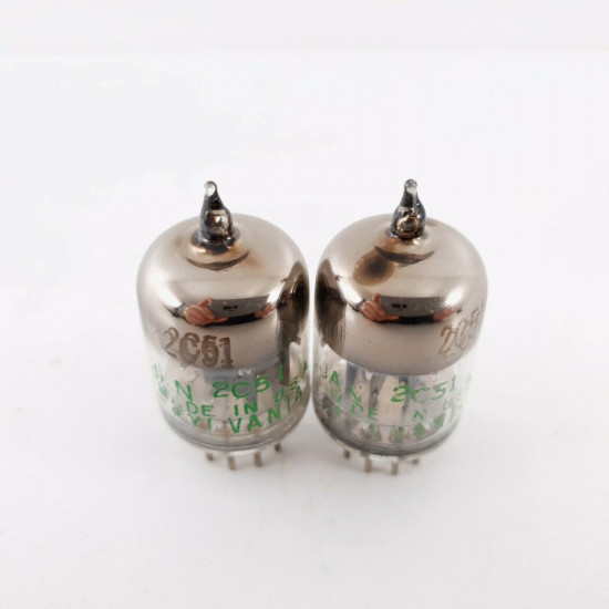 2 X JAN 2C51 SYLVANIA TUBE. 1960s PRODUCTION. MATCEHD PAIR. CP  ENA