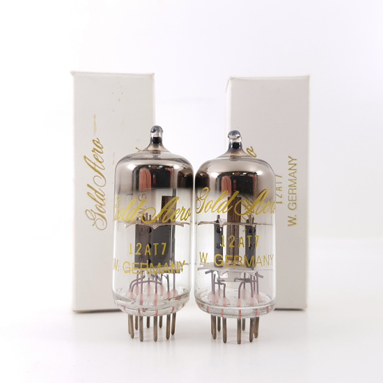 2 X 12AT7 / ECC81 GOLD AERO TUBE. RFT PRODUCTION. MATCHED SILVER PAIR. NOS/NIB. RC48V1