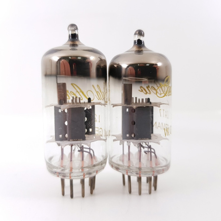2 X 12AT7 / ECC81 GOLD AERO TUBE. RFT PRODUCTION. MATCHED SILVER PAIR. NOS/NIB. RC48V1