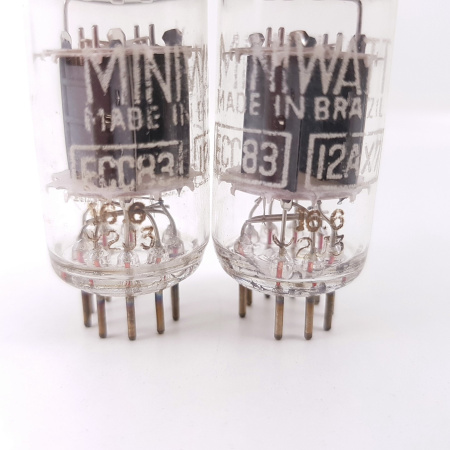 2 X ECC83 / 12AX7 MINIWATT TUBE. 1960s BRAZILIAN PROD. DIMPLED GETTER.30. CH120