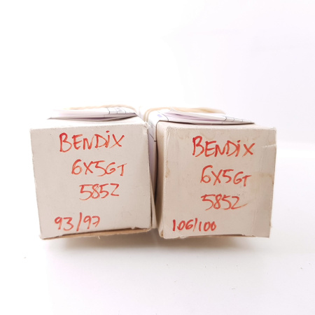 2 X 6X5GT / 5852 BENDIX TUBE. MATCHED PAIR. FOUR SQUARE GETTER. 3 MICA. NOS. RCH27V114