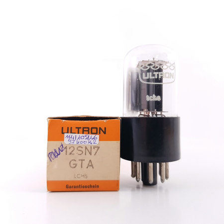 1 X 12SN7GTA ULTRON TUBE. RECTANG. GETTER. COPPER RODS. 18. CH135