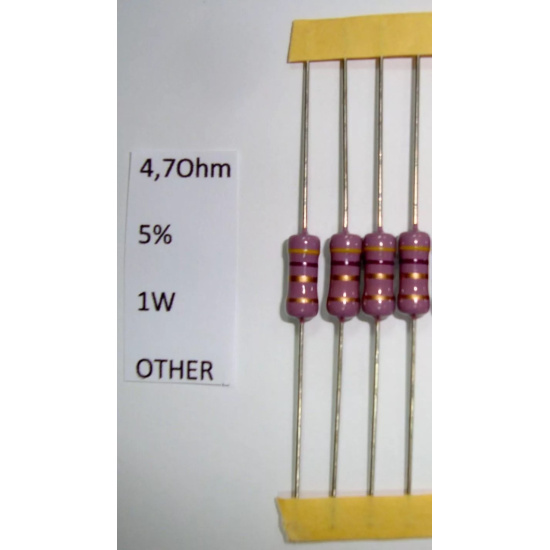 2 x RESISTOR CARBON FILM. 1W 4,70R 4,70Ohm 5% *2 PC* NEW+ C1632U110