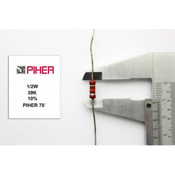 VINTAGE PIHER RESISTOR. 1/2W 39K 10% *1 PC* NEW ORIGINAL 1970´S+
