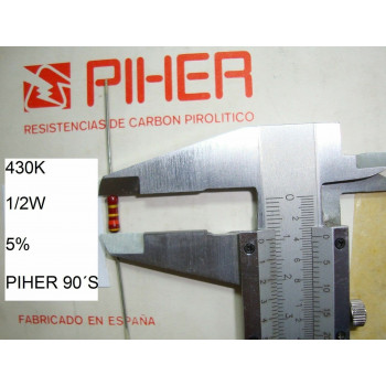 VINTAGE PIHER RESISTOR. 1/2W 430K 5% *2 PC* NEW ORIGINAL 1990´S+
