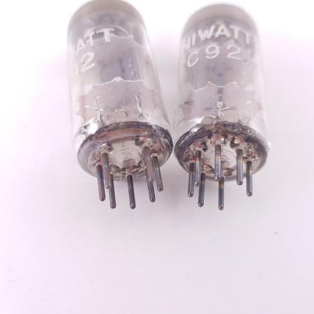 2 X EC92 / 6AB4 MINIWATT TUBE. SIEMENS-HASLKE PRODUCTION. MATCHED PAIR. 96%/96%. RCH9