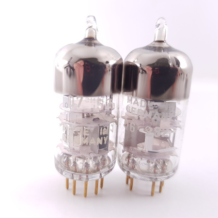 2 X E88C / 8255 SINGLE TRIODE SIEMENS TUBE. TUNGSRAM PROD. GOLD PIN. 3 MICA. 102/114%. 18. CH78