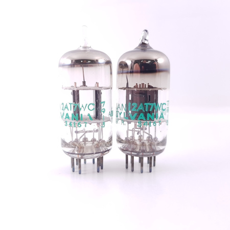 2 X 12AT7WC SYLVANIA TUBE. 1970s PROD. BLACK PLATES. MATCHED PAIR. 6. CH98