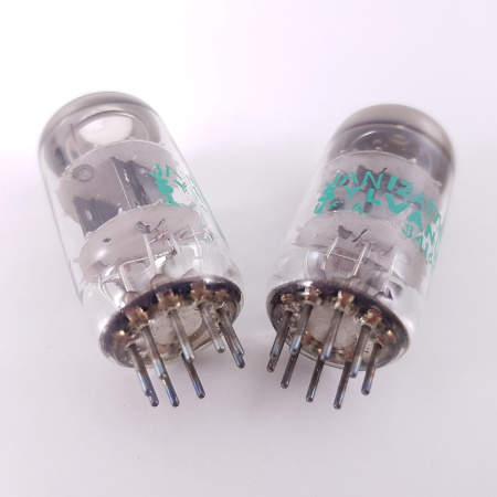2 X 12AT7WC SYLVANIA TUBE. 1970s PROD. BLACK PLATES. MATCHED PAIR. 6. CH98