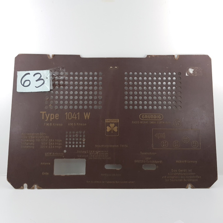 TAPA TRASERA DE RADIO. BACK LID RADIO GRUNDIG TYPE 1041 W.  COD$*63