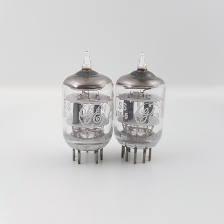 2 X 5670 GENERAL ELECTRIC TUBE. BLACK PLATES. MATCHED PAIR. 25. CH48