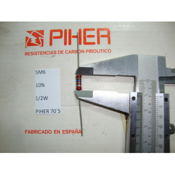 VINTAGE PIHER RESISTOR. 1/2W 5M6 10% *1 PC* NEW ORIGINAL 1970´S +
