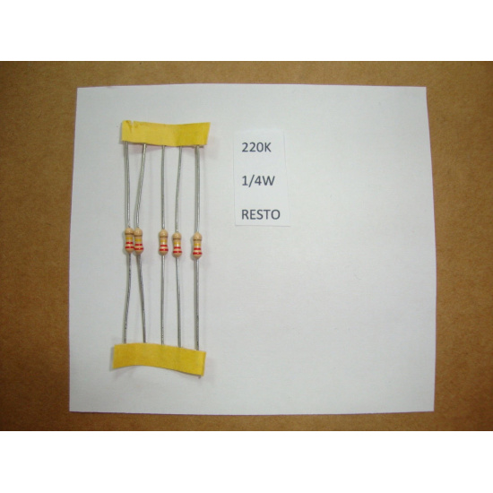 4 X RESISTOR. 1/4W 220K 5% NEW. C1441