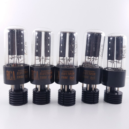 5 X 5Y3GT RCA TUBE. BLACK PLATES. RECTANGULAR GETTER 1950s PRODUC. NOS/NIB. RCB201