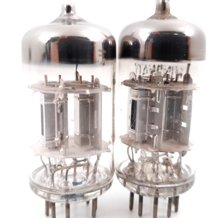 2 X 12AX7 MINIWATT CHROME PLATES TUBE. NOS. PERFECT MATCHED PAIR. CB ENA