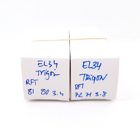 2 X EL34 TRIGON TUBE. RFT PRODUCTION. USED. 81/72%. CB ENA