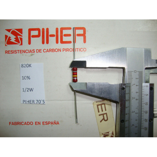 VINTAGE PIHER RESISTOR. 1/2W 820K 10% *1 PC* NEW ORIGINAL 1970´S +