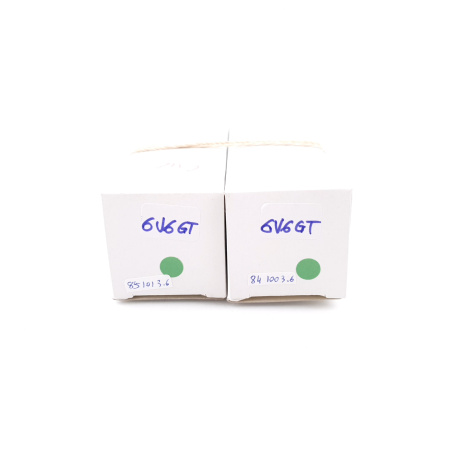 2 X 6V6GT RCA TUBE. SQUARE GETTER. ROUND BLACK PLATES. MATCHED PAIR 2. NOS. RC46