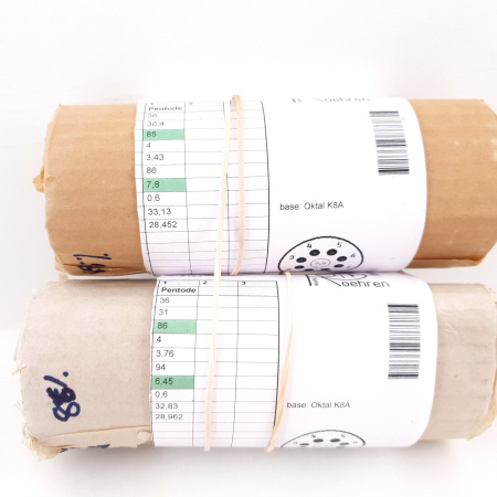 2 X EL33 MULLARD TUBE. SMOKED GLASS. NOS/NIB. MATCHED PAIR. 85/86%. ENA AG