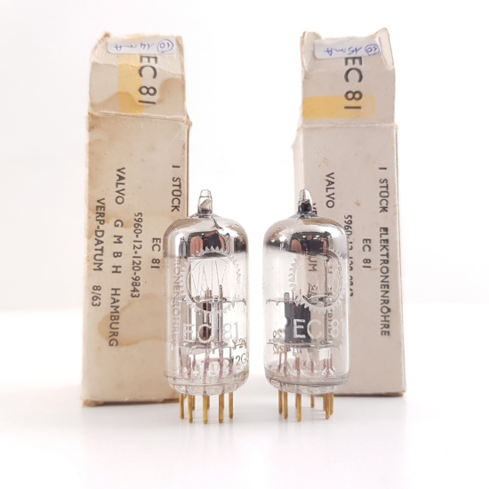 2 X EC81 VALVO TUBE. 1960s PHILIPS...