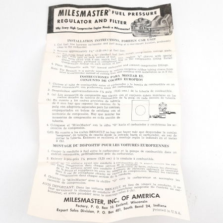 1 X MILES MASTER FUEL PRESSURE REGULATOR HB-11-1.5 NOS/NIB. NEW 1960s-1970s. READ DESCRIP.RCB141