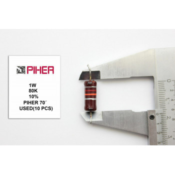 VINTAGE PIHER RESISTOR. 1W 80K 10% *10 PC* USED 1970´S +F220219