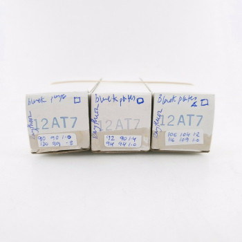 3 X 12AT7 TUBE. RAYTHEON BRAND. BLACK PLATES. SQ-GETTER. 1960s PROD. CF  ENA