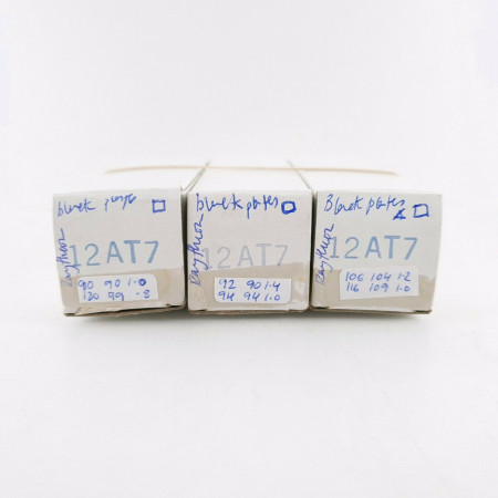 3 X 12AT7 TUBE. RAYTHEON BRAND. BLACK PLATES. SQ-GETTER. 1960s PROD. CF  ENA