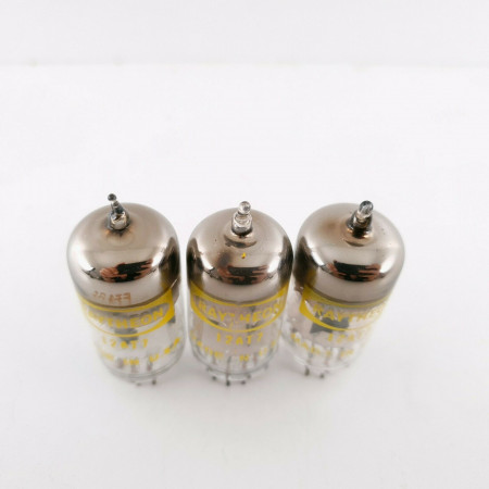 3 X 12AT7 TUBE. RAYTHEON BRAND. BLACK PLATES. SQ-GETTER. 1960s PROD. CF  ENA