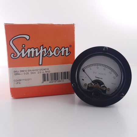 1 X SIMPSON ANALOG PANEL METER 125A 0-25 DCV VOLTS AMMETERS. MODEL 125. RCB365