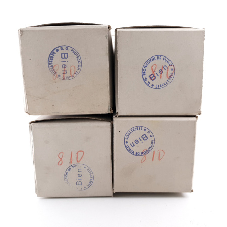 4 X JAN 810 KEN-RAD TUBE. 1950s PRODUCTION. BLACK PLATES. NOS/NIB.