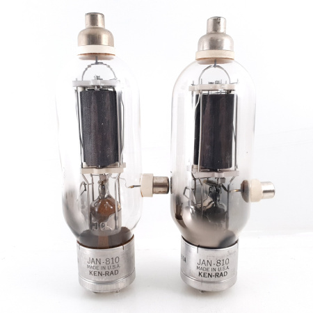 2 X JAN 810 KEN-RAD TUBE. 1950s PRODUCTION. BLACK PLATES. NOS/NIB.