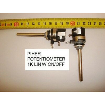POTENCIOMETRO CARBON. CARBON PIHER POTENTIOMETER.1K LIN C/I W ON/OFF. P22