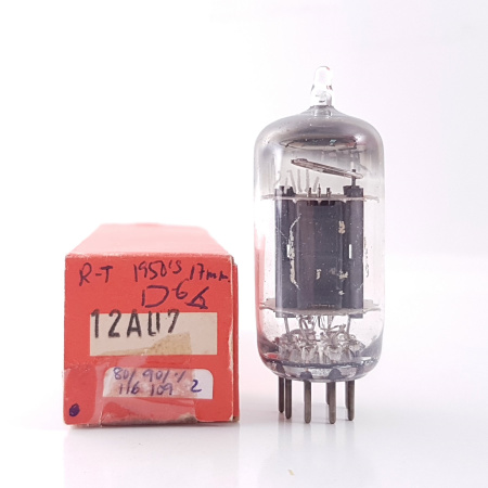 1 X 12AU7 TUBE. 1950s PROD. PLATE 17mm. D INCLINED GETTER. USED GOOD. RCH28