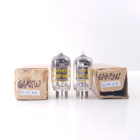 2 X 6AK5W RAYTHEON TUBE. 1950s ARMY PROD. BLACK PLATES. MATCHED PAIR. 52.1. CH166