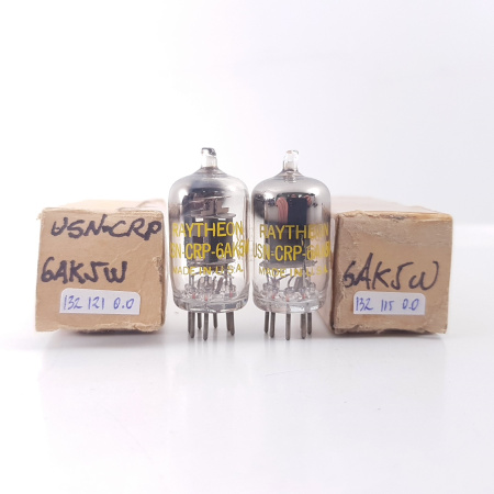 2 X 6AK5W RAYTHEON TUBE. 1950s ARMY PROD. BLACK PLATES. MATCHED PAIR. 52.2. CH166