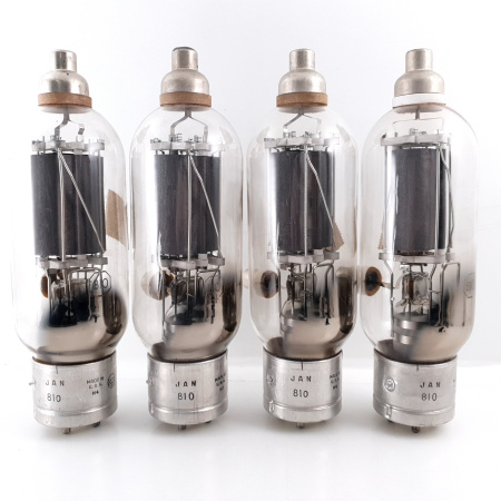 4 X JAN 810 RCA TUBE. BLACK PLATES. 1950s PRODUCTION. NOS/NIB.