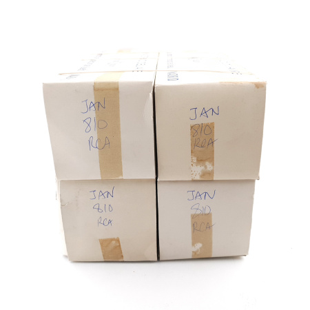 4 X JAN 810 RCA TUBE. BLACK PLATES. 1950s PRODUCTION. NOS/NIB.