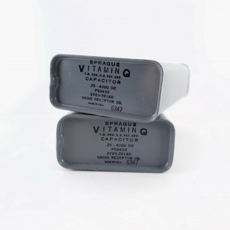 2 X 0.25uF 4000V SPRAGUE - VITAMIN Q CAPACITOR USA. 113X64X30MM. 42 CP & CV  ENA