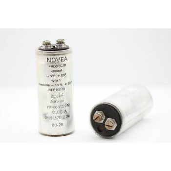 ELECTROLYTIC CAPACITOR NOVEA 220uF 200-400V -55ºC + 85ºC. 1PC. CA7U28F170415