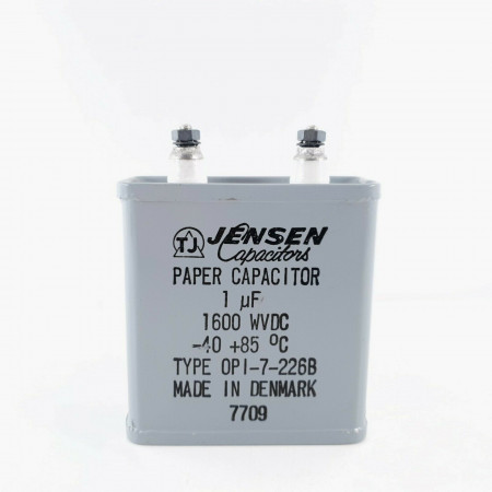 1 X 1uF 1600V JENSEN PAPER CAPACITOR. DENMARK. OPI-7-226B 74X69X30MM. 3 CP  ENA