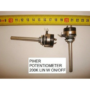 POTENCIOMETRO CARBON  PIHER POTENTIOMETER. 200K LIN C/I W ON/OFF. P13