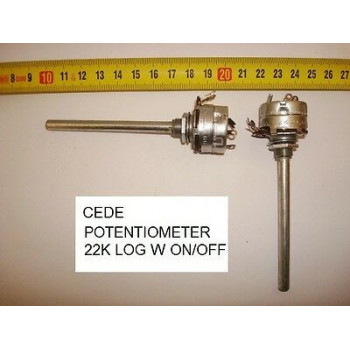 CARBON CEDE POTENTIOMETER.22K LOG C/I W ON/OFF. P21