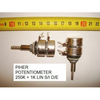 POTENCIOMETRO  CARBON POTENTIOMETER. PIHER 250K + 1K LIN S/I D/E. P28