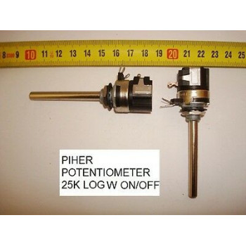 POTENCIOMETRO CARBON. CARBON PIHER POTENTIOMETER. 25K LOG C/I W ON/OFF. P21
