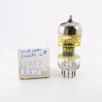 1 X 12AT7 TUBE. RAYTHEON BRAND. 3 MICAS. BLACK PLATES. TILTED GETTER. CF  ENA