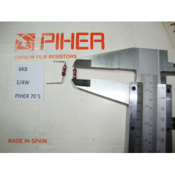 VINTAGE PIHER RESISTOR. 1/4W 6K8 6.8K 10% *4 PC* NEW ORIGINAL 1970´S