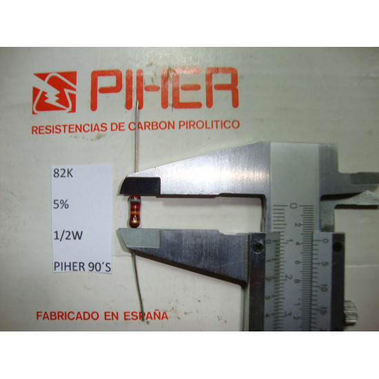 VINTAGE PIHER RESISTOR. 1/2W 82K 5% *1 PC* NEW ORIGINAL 1990´S +