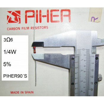 VINTAGE PIHER RESISTOR. 1/4W 3Ω6 3,6OHM 3R6 5% *4 PC* NEW ORIGINAL 1990´S