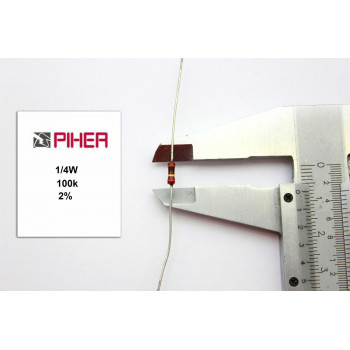 VINTAGE PIHER RESISTOR. 1/4W 100K 2% *3 PC* NOS 1970´S (New Old Stock) C96